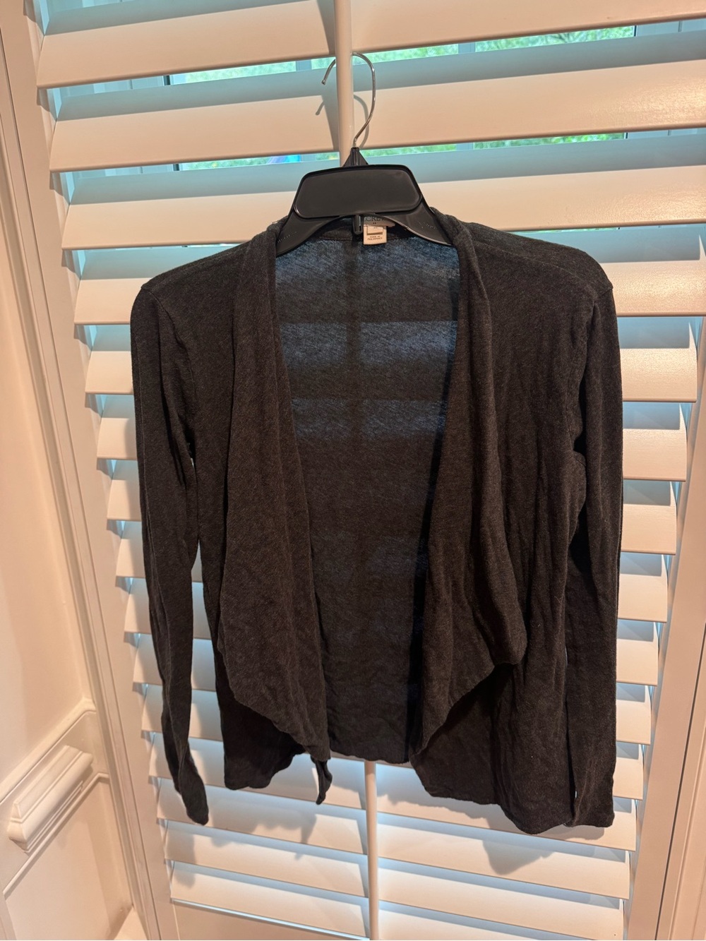 J. Crew Women's Charcoal Open-Front Draped Cardigan